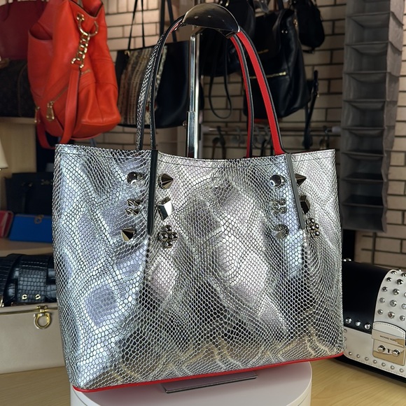 Christian Louboutin Handbags - 💥Christian Louboutin - Spiked Small Cabarock Metallic Python Embossed Calfskin